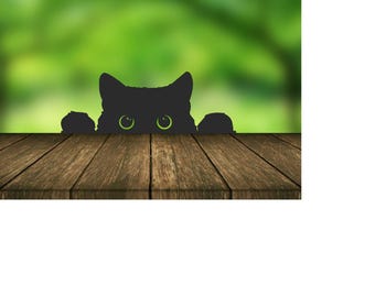 Peeking Cat Decal, Laptop Sticker, Window Decal, Animal Lover Gift, Home Decor, Cat Sticker, Kitty Art