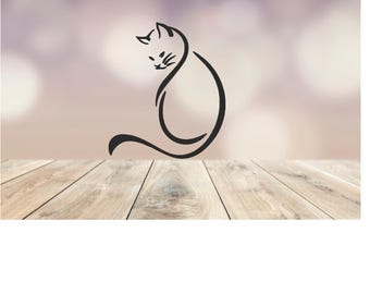 Cat Outline Decal, Cat Lover Gift, Laptop Decor, Car Window Sticker, Vinyl Wall Art, Pet Lover Decal, Cat Decor