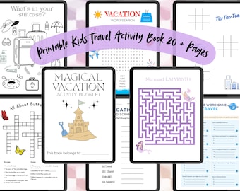 Libro di attività per vacanze magiche per bambini: giochi di viaggio e pagine da colorare (download digitale stampabile)