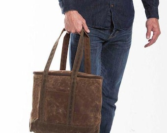 Rugged Waxed Canvas Lunch Large Cooler – Personalized Insulated Tote | Olive, Khaki, Slate