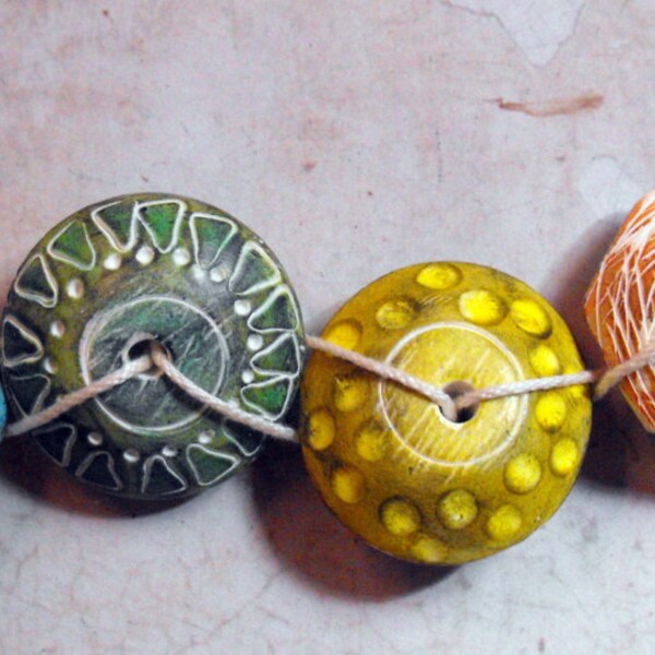 6 Colorful Artisan Statement Beads