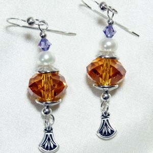 Topaz Faceted Crystal Earrings with Freshwater Pearls image 2