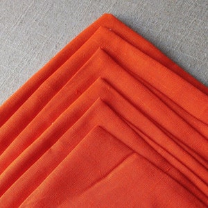 Vintage 6-teiliges Serviettenset Helle Tangerine Ornage 16,5 Zoll quadratisches Leinen wie Rolledsaum-Stoffservietten