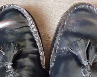 Vintage Etienne Aigner Black Shoes Loafers Mens 8 m Toe Tassels