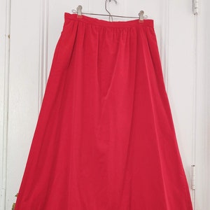 Red Velvet A Line Maxi Skirt with Plaid Lined Pockets
