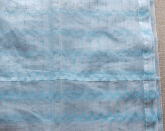 Sky Blue Soft Sheer Flocked Netting Valances Set of Two Panels 17 x 38