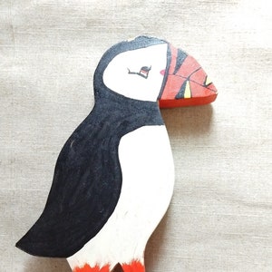 Home Made Puffin Cut Out | Handpainted | Cork Base