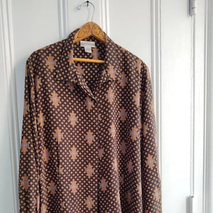 Vintage Evan Picone Sheer Blouse with Regali Print Vintage Size 16