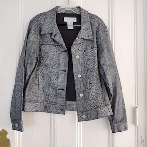 Oversized Custom Denim Black Jean Snake Jacket With Sheer