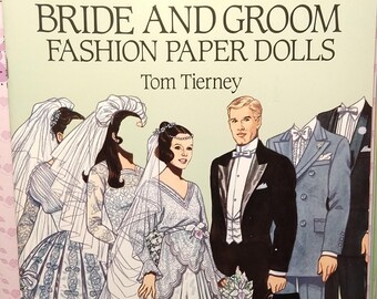 UNCUT Deluxe Glamorous Bride and Groom Vintage Paperdolls Book 32 pages NOS DIY Craft Kit