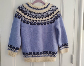 Hand Knit Pull Over Sweater Small Wide Yoke Vintage