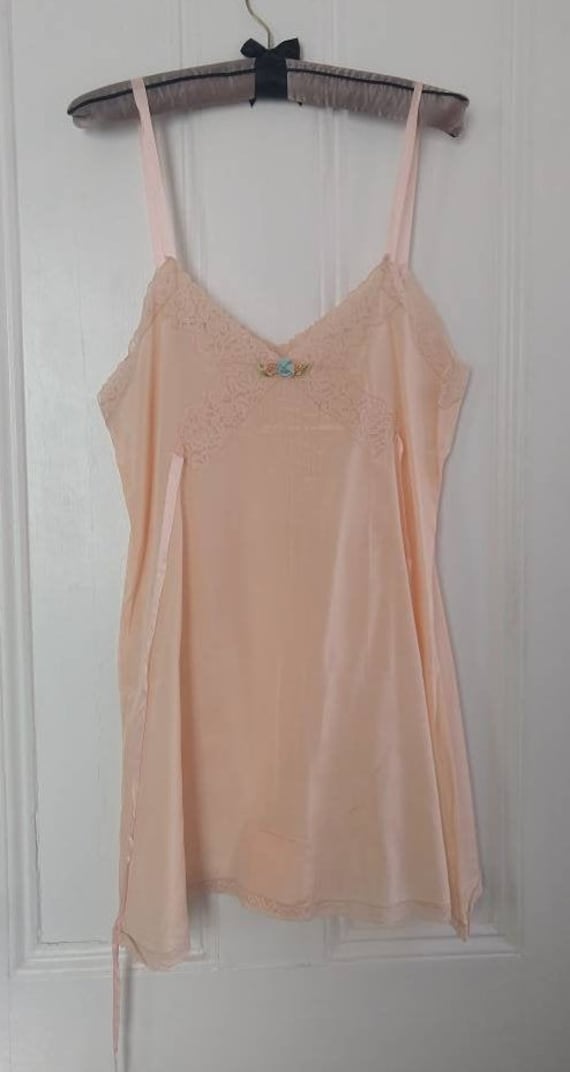 Silky Pink Nighty with Tiny Floral Focal Point 40… - image 3