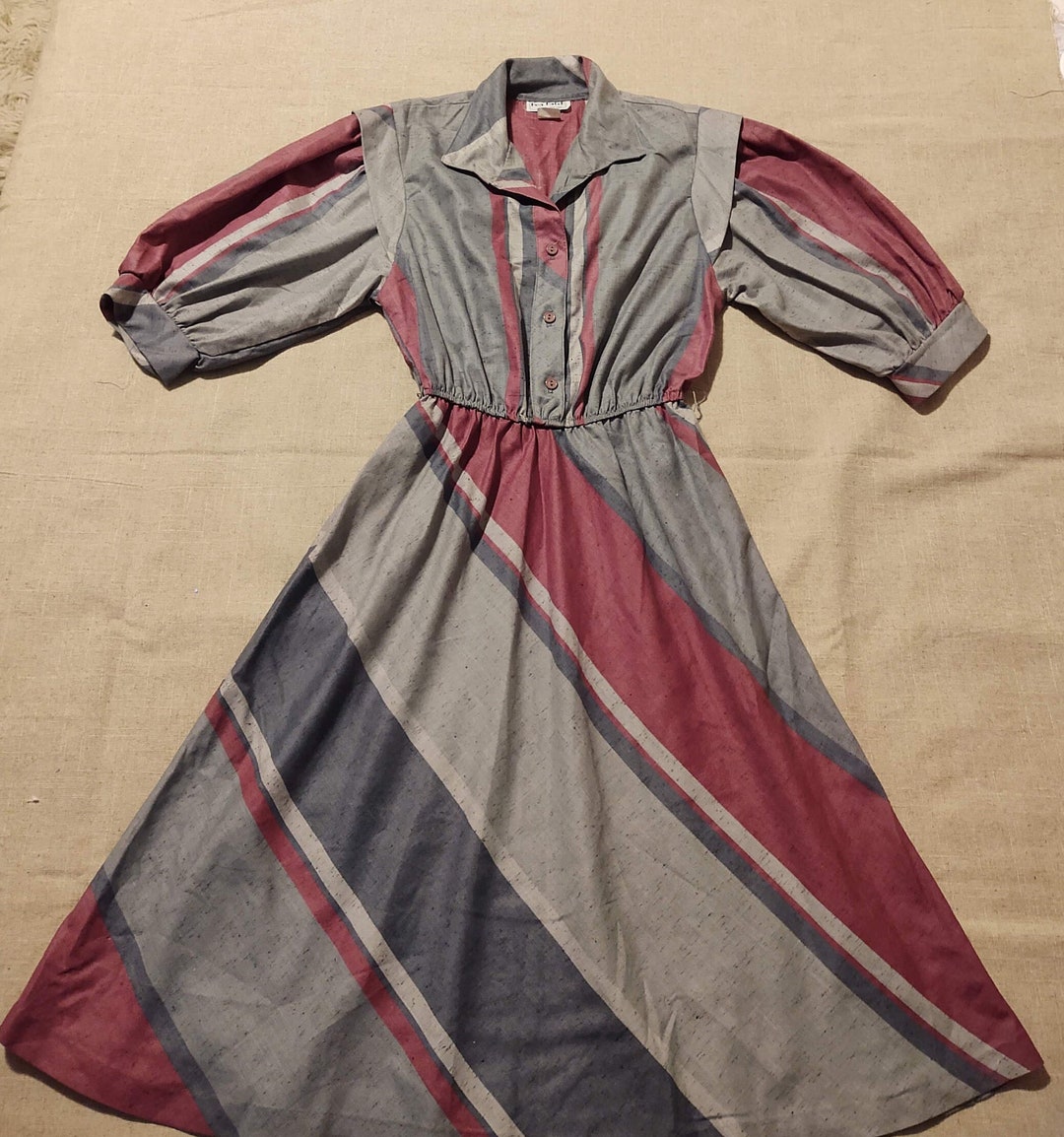 Vintage Soft Modern Dress Angular Color Block Stripe Size Small Medium ...