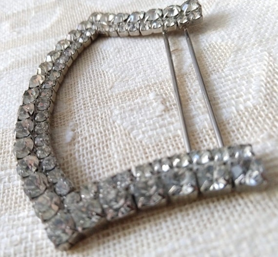 Prong Set Rhinestone Belt Buckle - image 1