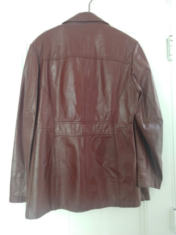 Chestnut Brown Leather Jacket with Removable Faux… - image 2