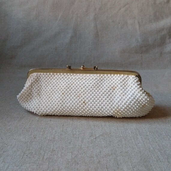 Brown and White Reversible Clutch with Kiss Closu… - image 5