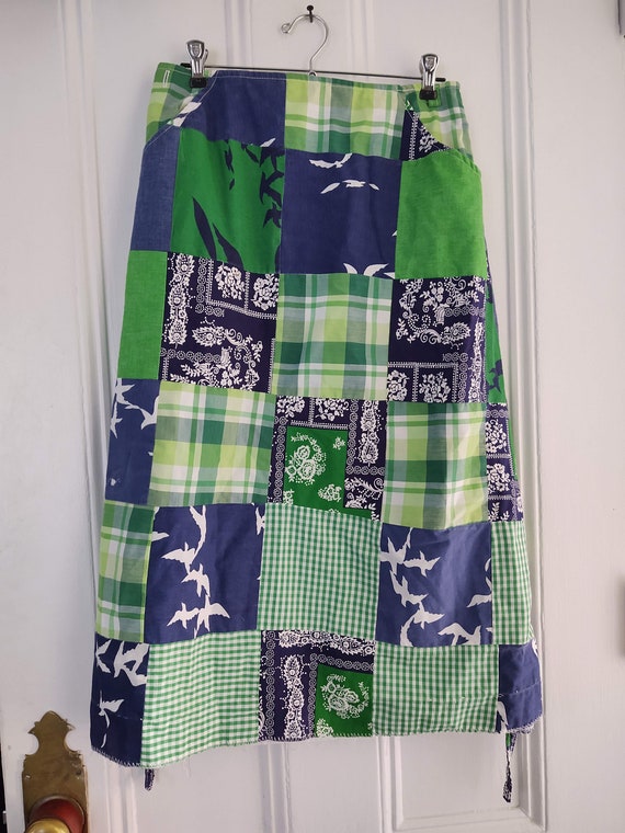 Wrap Around Skirt Vintage Patchwork with Pockets … - image 2