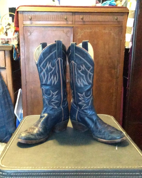 blue and orange cowboy boots