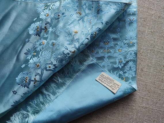 Tiffany Blue Made in Japan Rayon and Silk Scarf S… - image 3