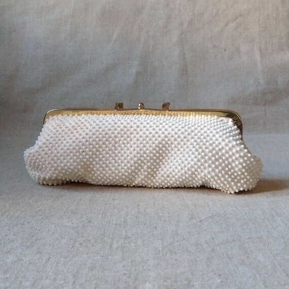 Brown and White Reversible Clutch with Kiss Closu… - image 4