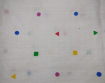 White with Primary Color Geometric Shapes Vintage Peter Pan Fabrics Yardage