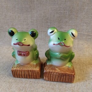 Froggy Frog Salt and Pepper Shakers Vintage 1960s