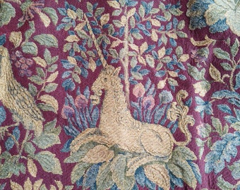 Pair of King Size Heirloom Vintage Tapestry Unicorn Pillow Shams