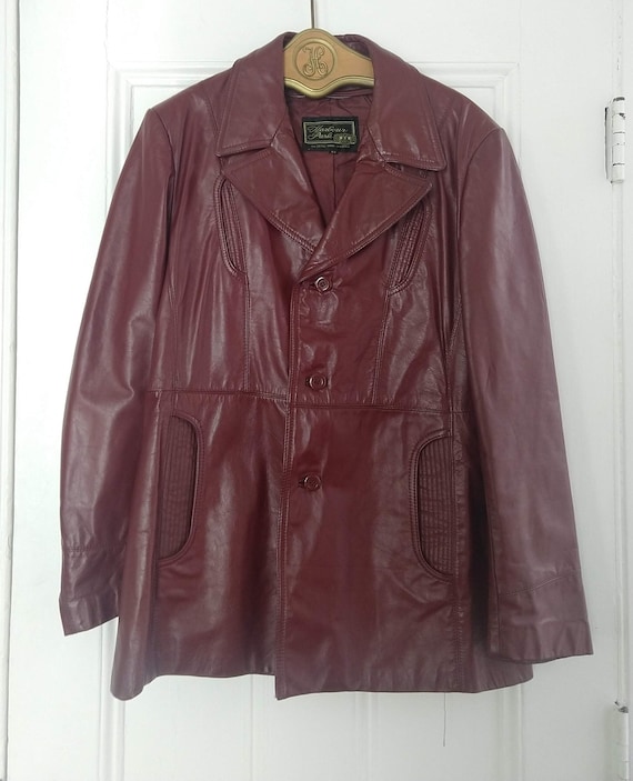 Chestnut Brown Leather Jacket with Removable Faux… - image 1