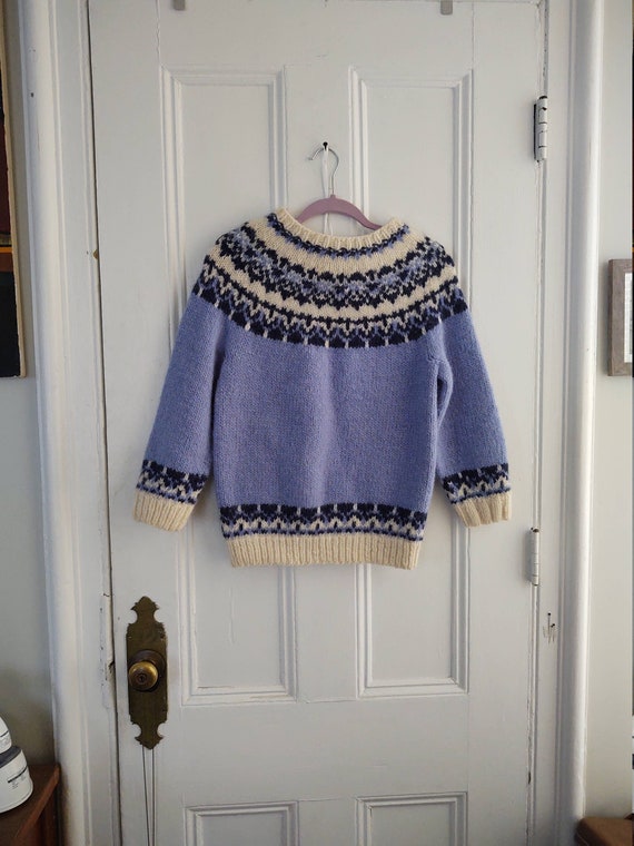 Hand Knit Pull Over Sweater Small Wide Yoke Vinta… - image 5