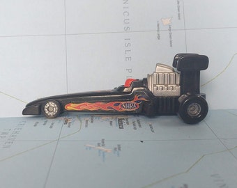 Toy Hot Rod Car Black with Red Flames NHRA Hot Rod  Drag Race Racer