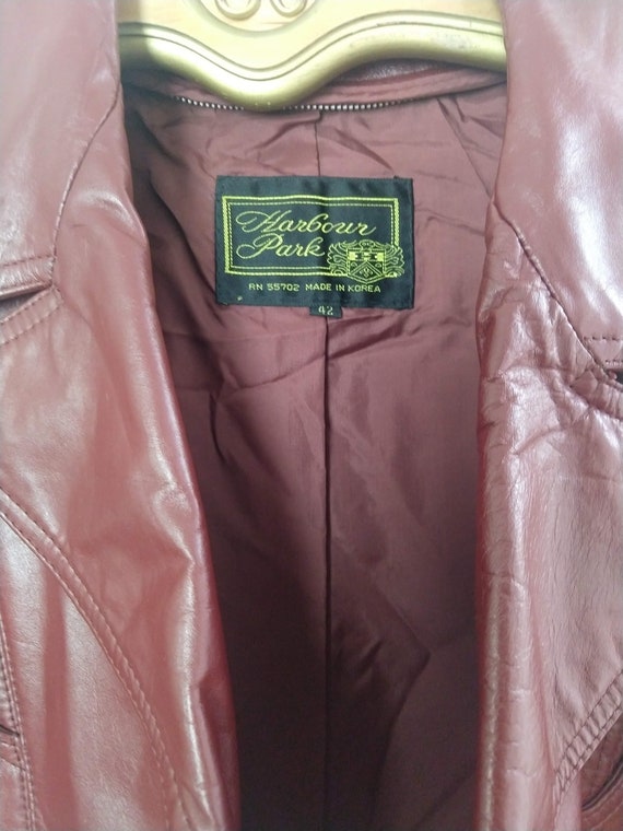 Chestnut Brown Leather Jacket with Removable Faux… - image 7