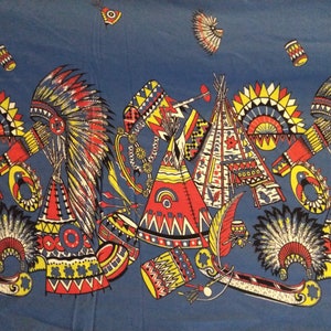 Tyg med vintagetryck från Indianer: Bomullsmix med Rayon (90x42) BB