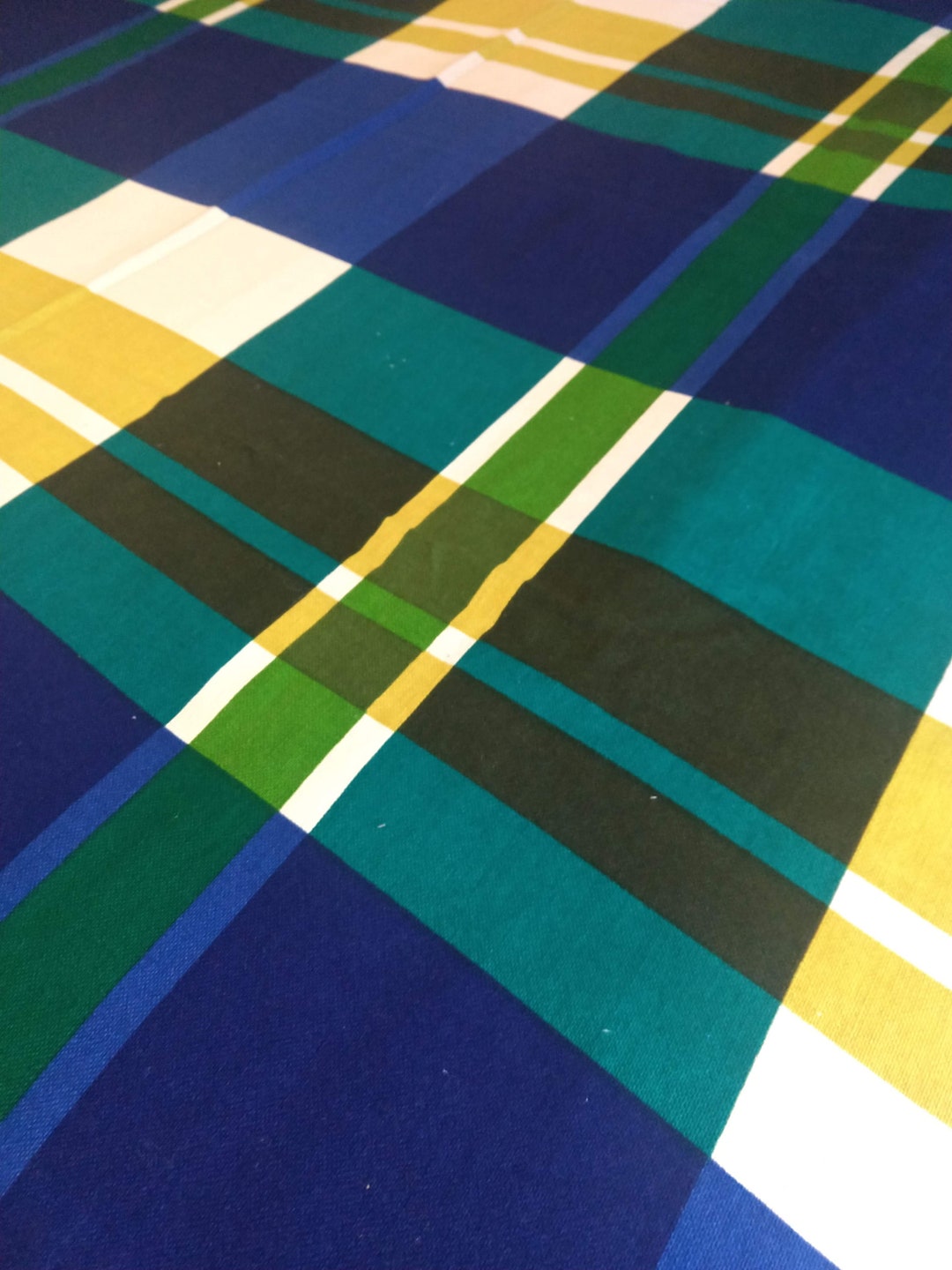 Vibrant Plaid 1965 Everfast Upholstery Panel Mid Century Vintage Etsy