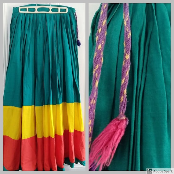 1970s Vintage, Mexican Circle Skirt, Maxi Circle S