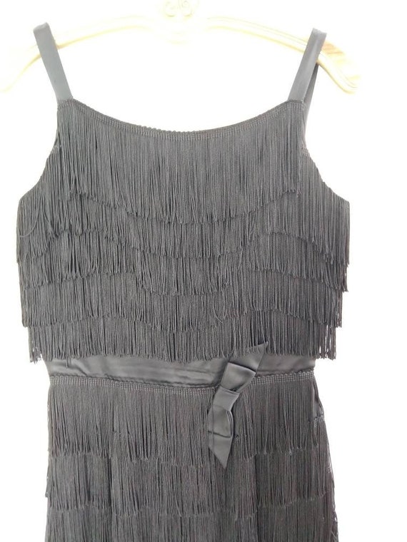 Black Fringed Party Cocktail Dress Little Black D… - image 5