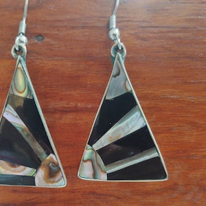 Mother of Pearl Sunrise Beams Dangle & Drop Earrings Pyramid Triangle Earrings
