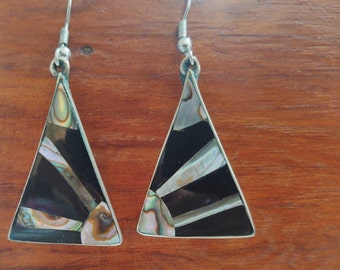 Mother of Pearl Sunrise Beams Dangle & Drop Earrings Pyramid Triangle Earrings