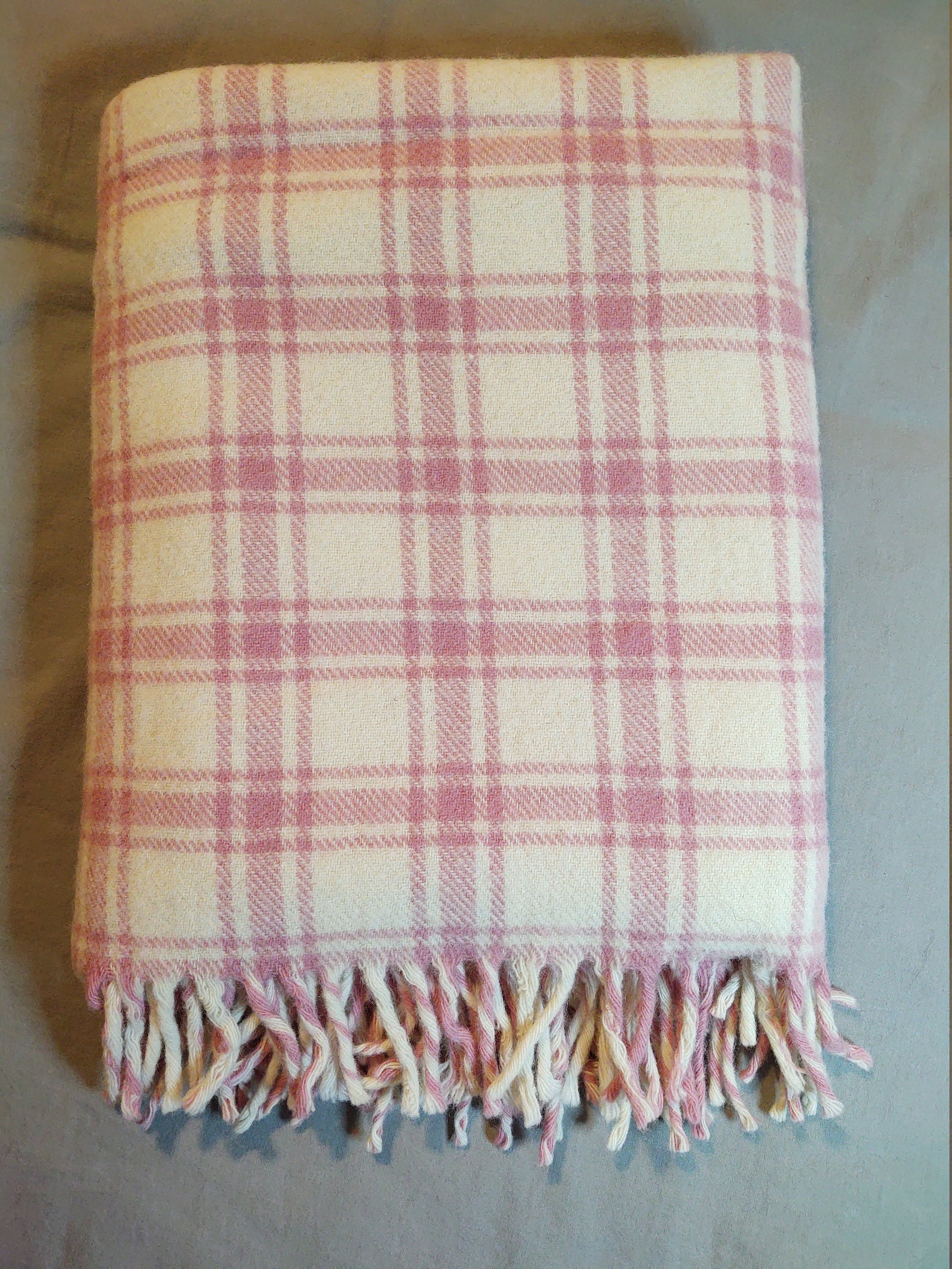 Vintage Pink and White Plaid Pure Wool Lap Blanket Faribault - Etsy