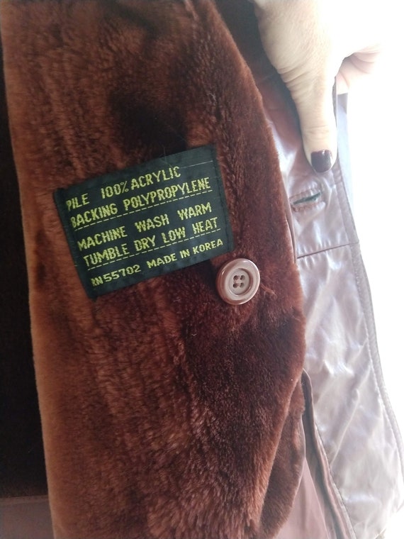 Chestnut Brown Leather Jacket with Removable Faux… - image 8