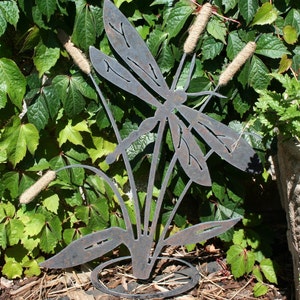 Dragonfly and Cattails Rustic Wall Decor Custom Outdoor Garden art Rustic Dragonfly