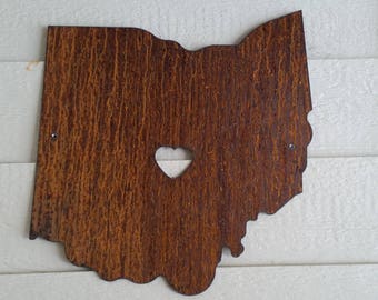 Custom State Sign Ohio recycled steel rustic wall hanging YOUR state sign ANY state Columbus