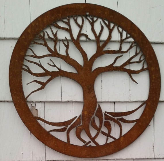 Bonsai Tree Wall Metal Art Hanging with Rustic Copper Finish 