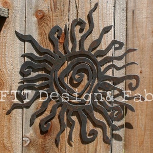 Rustic Sun Indoor/Outdoor Wall Decor 30&quot; recycled steel custom SUN