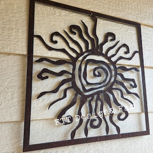 Rustic Sun Indoor/Outdoor Wall Decor 24" recycled steel custom SUN