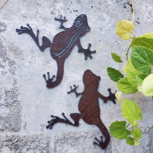 Set of 2 custom Rustic Frogs Recycled Metal