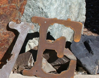 Rustic Metal Letters recycled steel 6 inch tall Recycled Steel Custom Letters