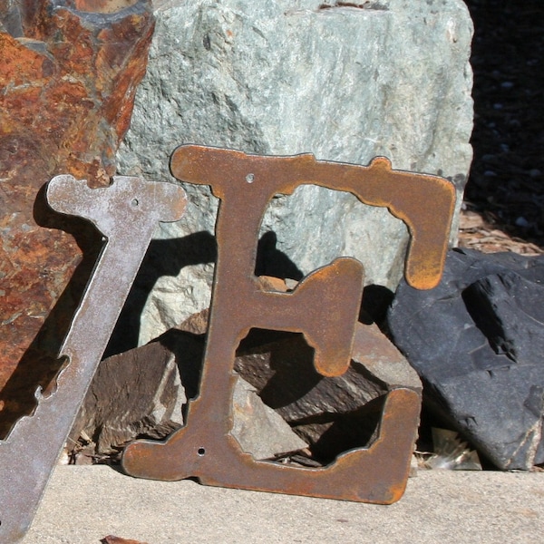 Rustic Metal Letters recycled steel 6 inch tall Recycled Steel Custom Letters