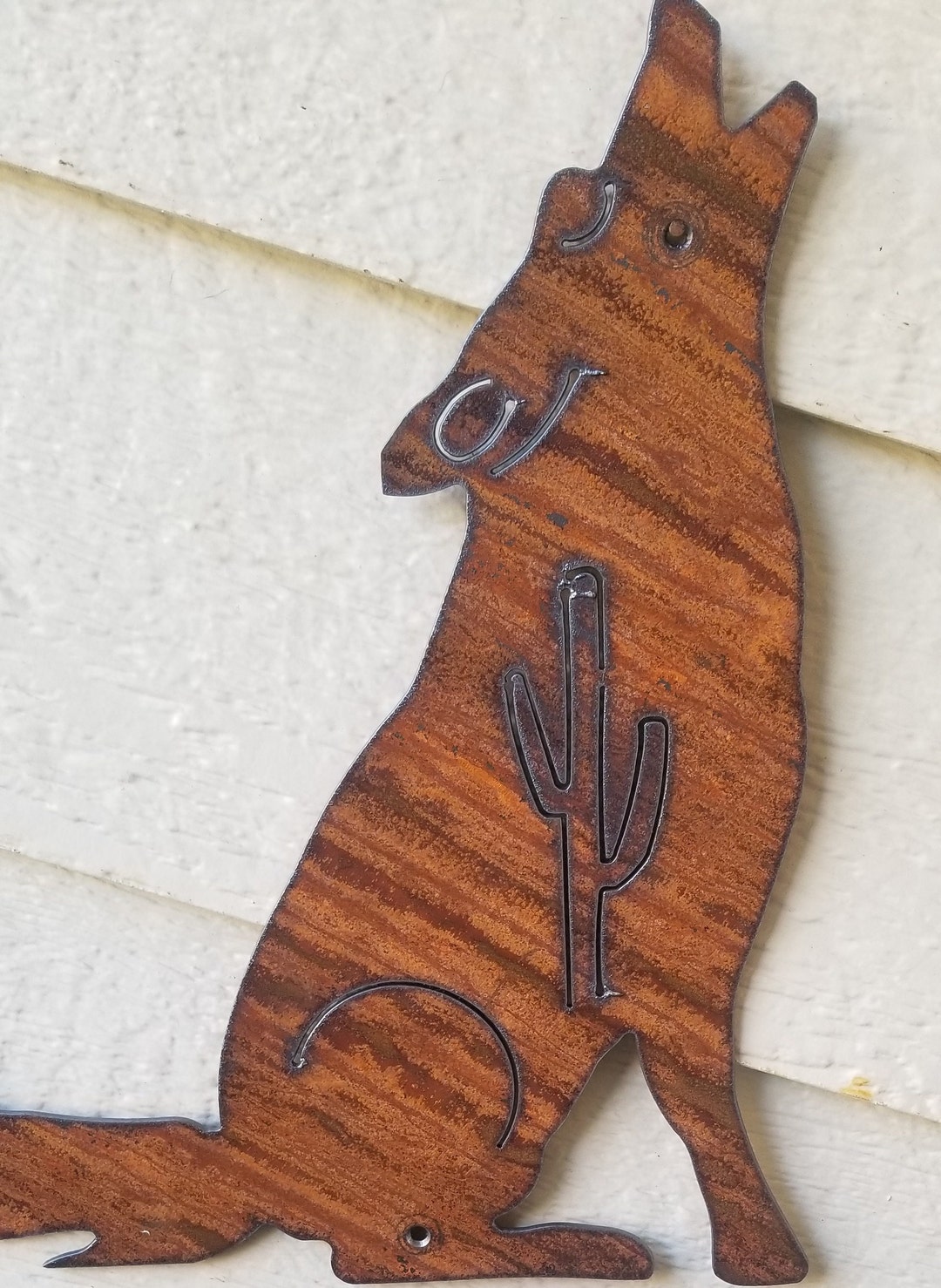 Southwestern Style Large Rustic Coyote 24 in Recycled Steel Custom