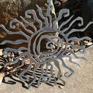 Rustic Sun Indoor/Outdoor Wall Decor 30 recycled steel custom SUN image 4