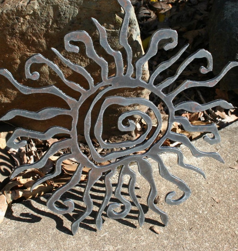 Rustic Sun Indoor/Outdoor Wall Decor 30 recycled steel custom SUN image 4